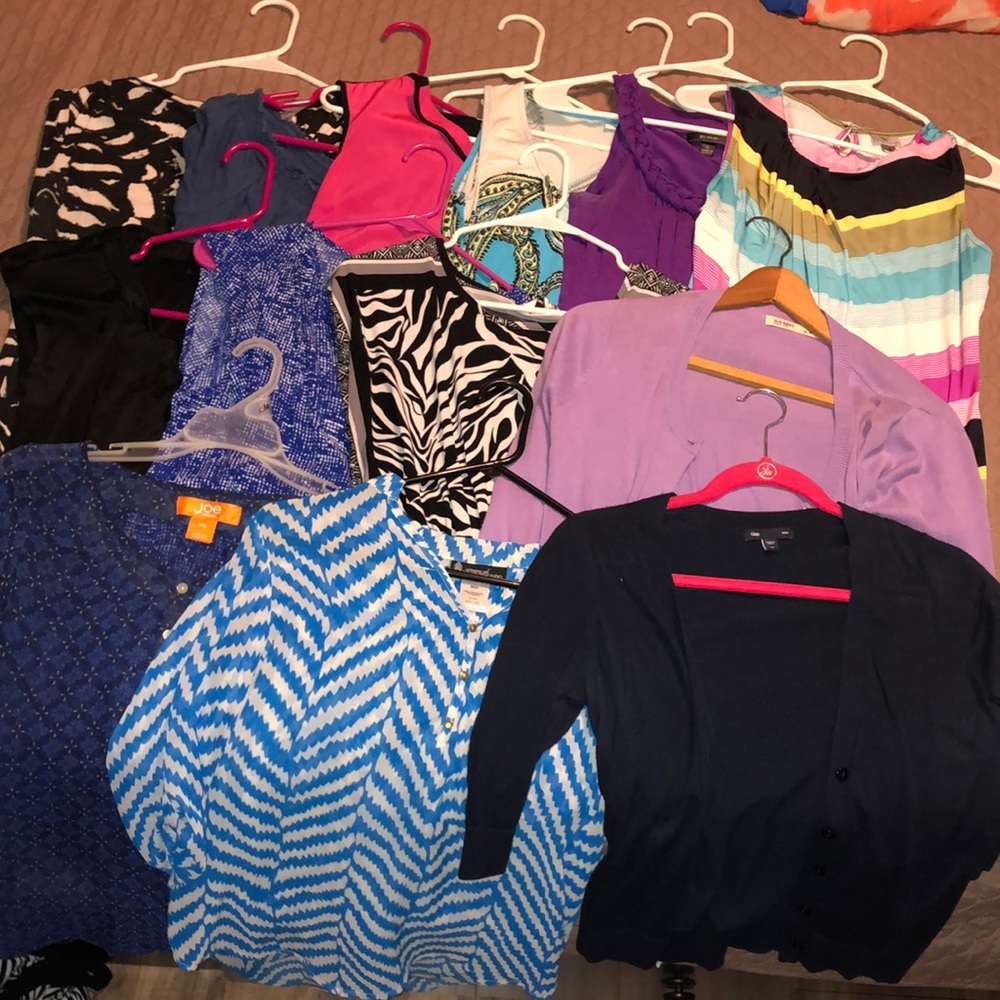 14 dress / work tops. Priced for quick sale. Size small.